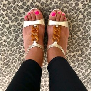 100% Authentic Prada Gold Lame Wedges 9.5 B